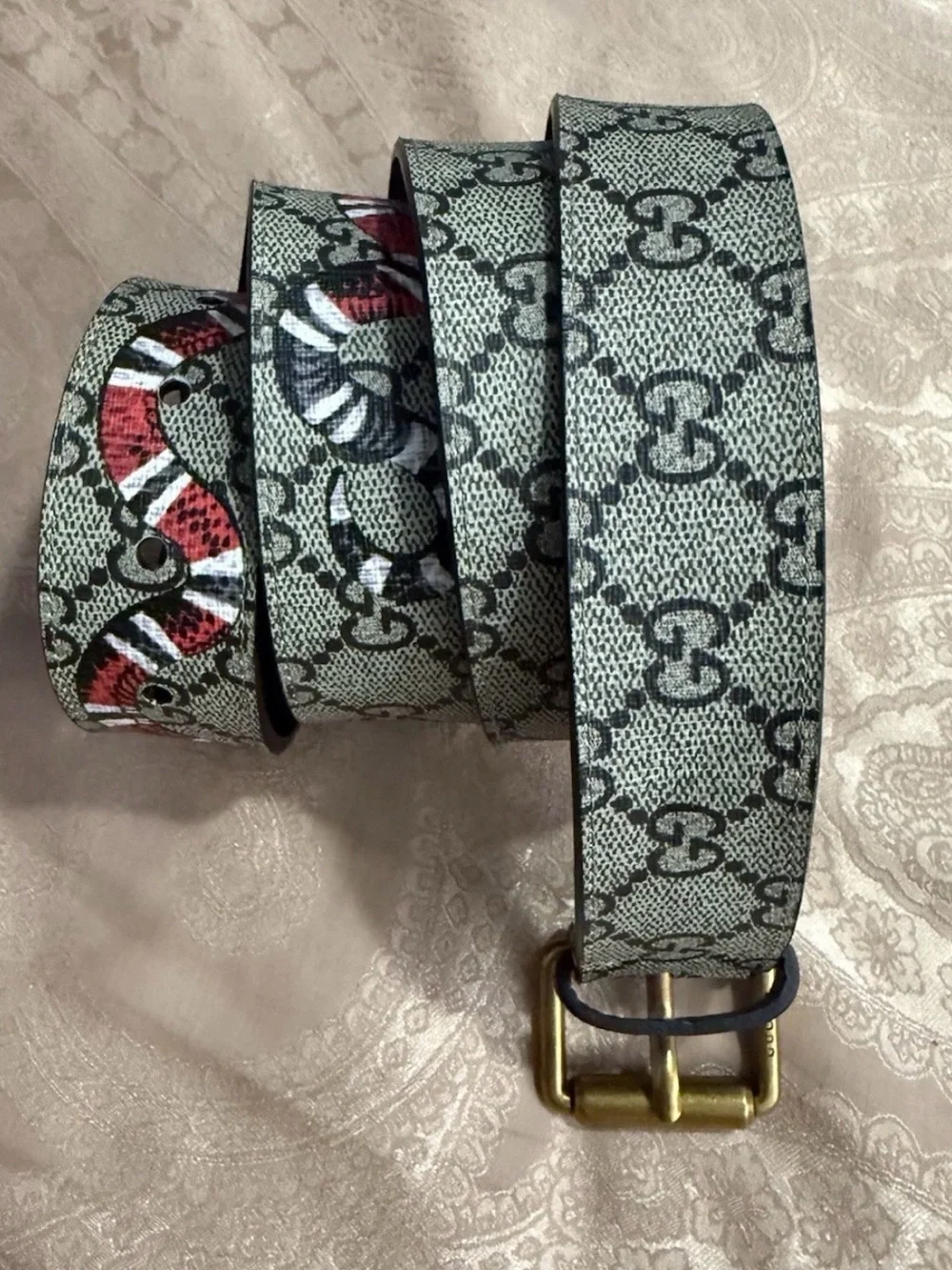 Gucci Brown Beige GG Canvas Belt Bag with Gold Hardware